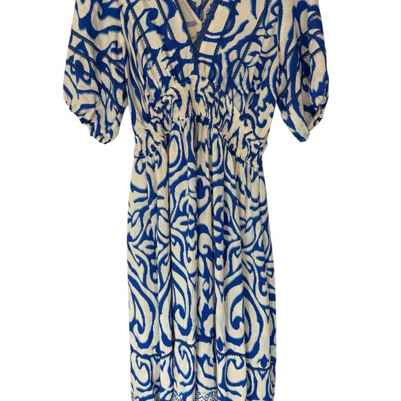 Umgee Dress Blue White V-Neck Whimsical Dainty Boho Chic Bohemian Lace Large - Picture 5 of 12